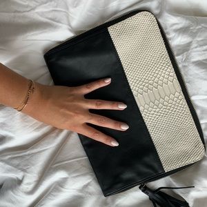 Zara black and white pouch